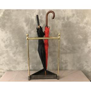 Porte Parapluies Ancien En Laiton En Triangle D’époque  19 ème 
