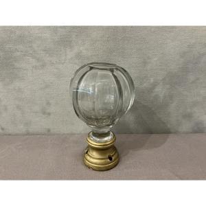 Boule d’escalier en cristal à facettes et bronze d’époque 19 ème 
