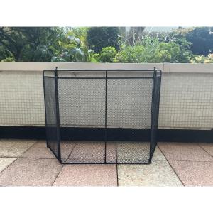 Large Antique Rustic Iron Fireplace Screen From The 19th Century 