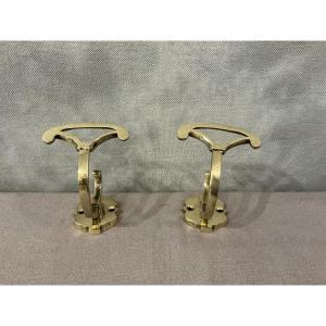Pair Of Brass Coat Racks From The 19th-century Restoration Period