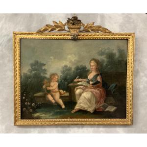 Peinture haut de porte d’époque  Louis XVI 18 ème 