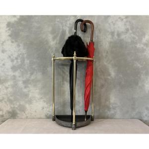 Porte parapluies ancien en laiton en demie-cercle d’époque fin 19 ème 