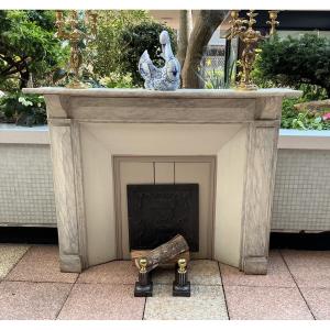Cheminée décorative en bois peint façon faux marbre fin 19 ème 