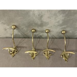 19th Century Louis Philippe Brass Coat Rack And Coat Hooks