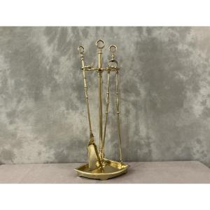 Antique Brass Fireplace Set From The 19th Century (charles X Period)