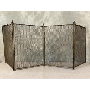 Antique 19th-century Gilded Iron Fireplace Screen 