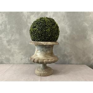 Round Cast-iron Garden Vase From The Late 19th Century