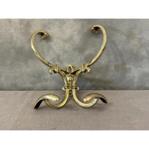 19th-century Vintage Double Brass Coat Rack