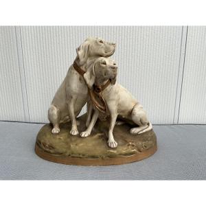 Sujet Chiens en porcelaine Royal Dux d’époque début XX ème
