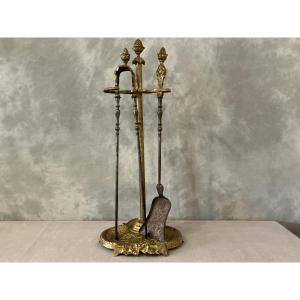 Antique Bronze Fireplace Stand In The Louis XVI Style, Dating From The 19th Century