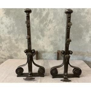 Large Wrought-iron Andirons From The Late 17th Century