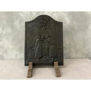 Petite plaque de cheminée ancien en fonte d’époque début 19 ème