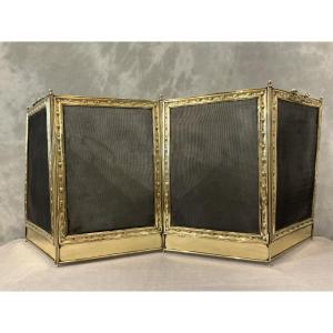 Antique 19th-century Brass Fireplace Screen