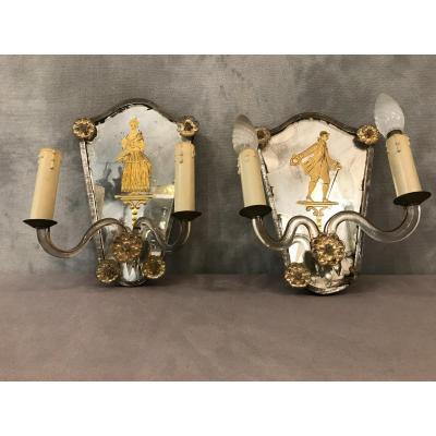 Pair Of Wall Glass From Venice