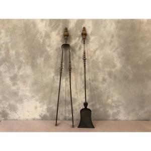 Set Of A Shovel And A Fireplace Clamp 19th