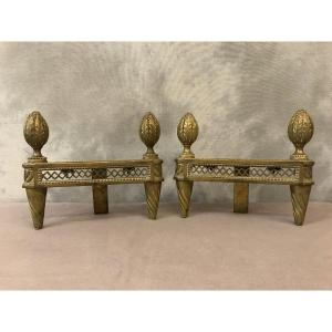 Pair Of Andirons Louis XVI Bronze