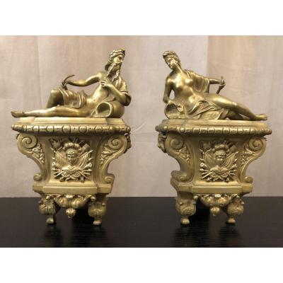 18th Regency Bronze Andirons