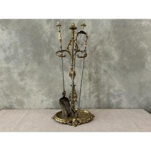 Serviteur De Cheminée En Bronze Et Fer D’époque 19ème 