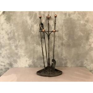Copper Ball Iron Fireplace Servant From 1900