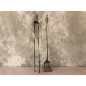 Set Of A Shovel And A Shovel In Polished Iron 19th