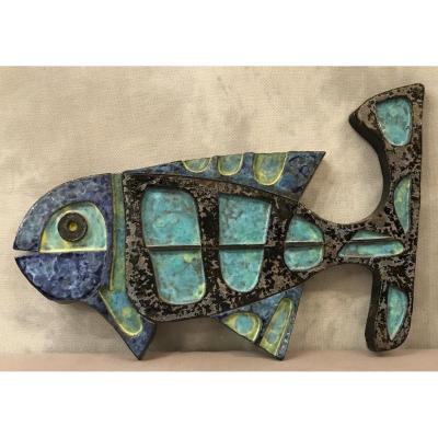 Enamelled Ceramic Fish Around 1975 From Idiko De Balas
