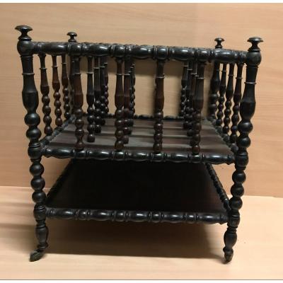 19th Napoleon III Mahogany Wood Magazine Rack