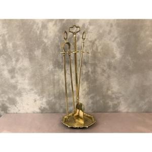 19th Century Brass And Bronze Fireplace Servant In Louis XVI Style
