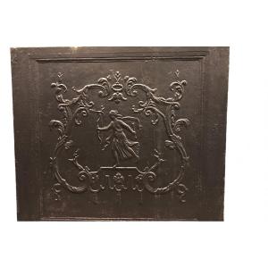 Grande Plaque De Cheminée Ancienne En Fonte D’époque 18 ème 