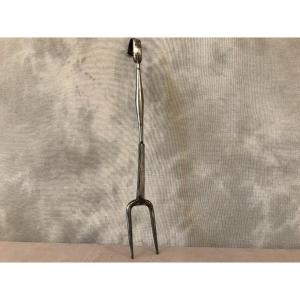 Small Antique Wrought Iron Fireplace Kitchen Fork Late 18th Century