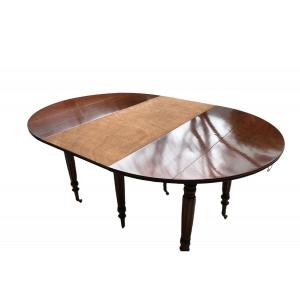 19th Century Mahogany 6-leg Dining Table With Drop-leaves.