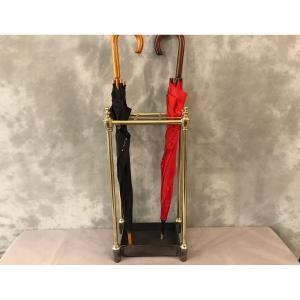 Umbrella Stand In Polished Brass And Varnish From The 19th Louis Philippe Period