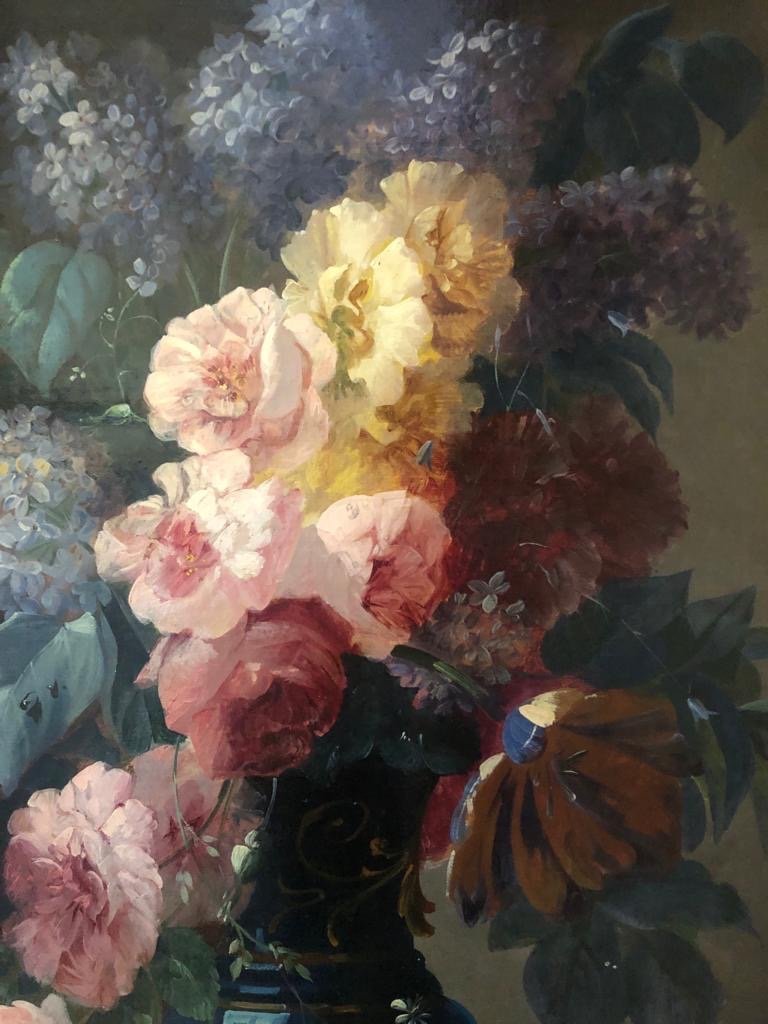 Painting Of A Vase Of Flowers On An Entablature-photo-2