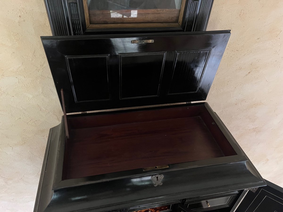Cabinet In Ebony Veneer And Ivory Fillets-photo-7