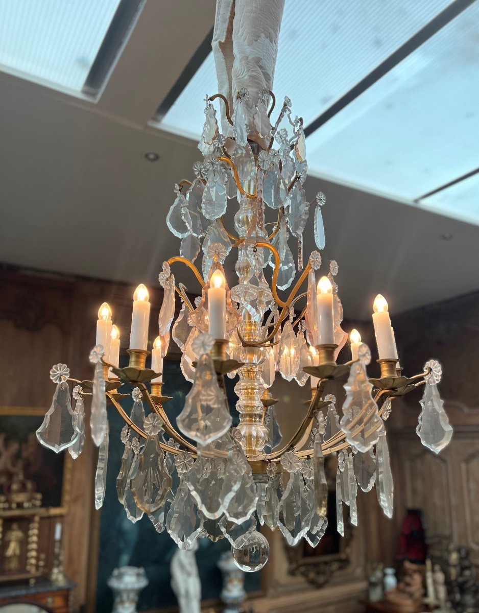 Large Cage Chandelier In Gilt Bronze And Crystal, Louis XV Period