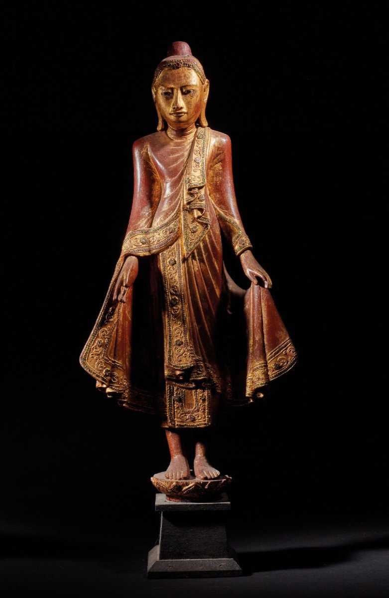Polychrome Wooden Buddha 