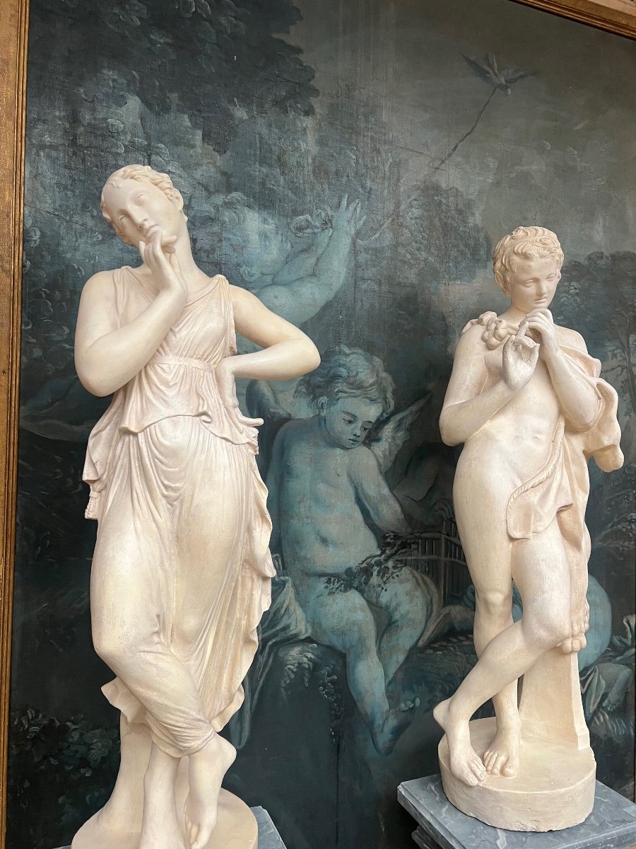 Sculpture En Platre De Venus Et Le Flûtiste -photo-2