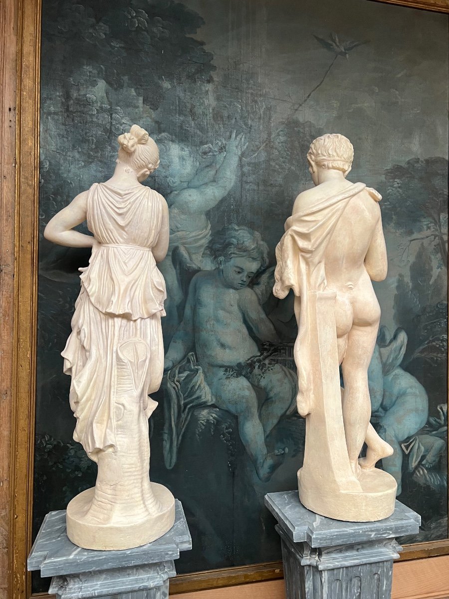 Sculpture En Platre De Venus Et Le Flûtiste -photo-3