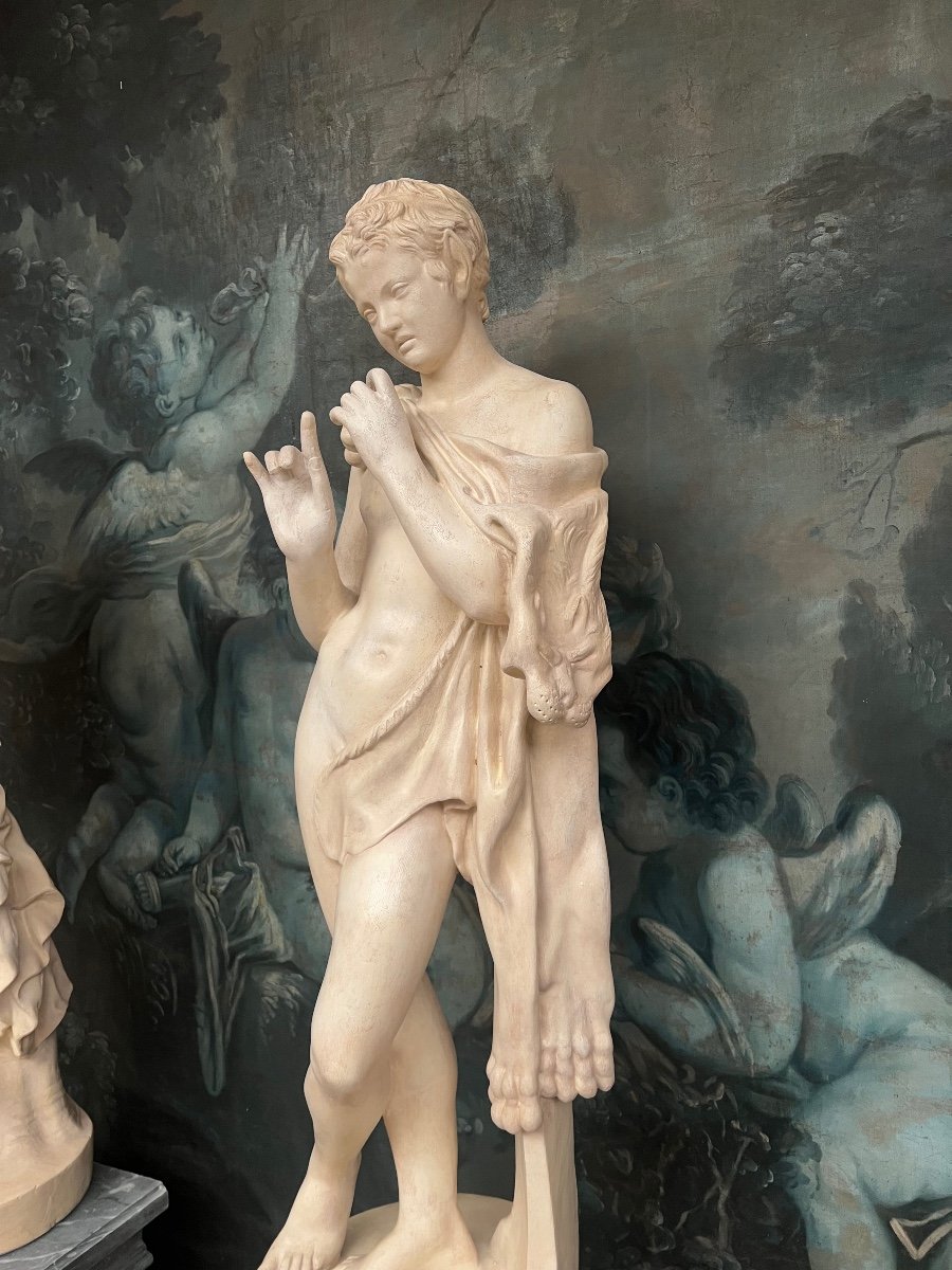 Sculpture En Platre De Venus Et Le Flûtiste -photo-3