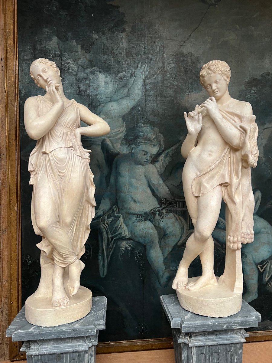 Sculpture En Platre De Venus Et Le Flûtiste -photo-8