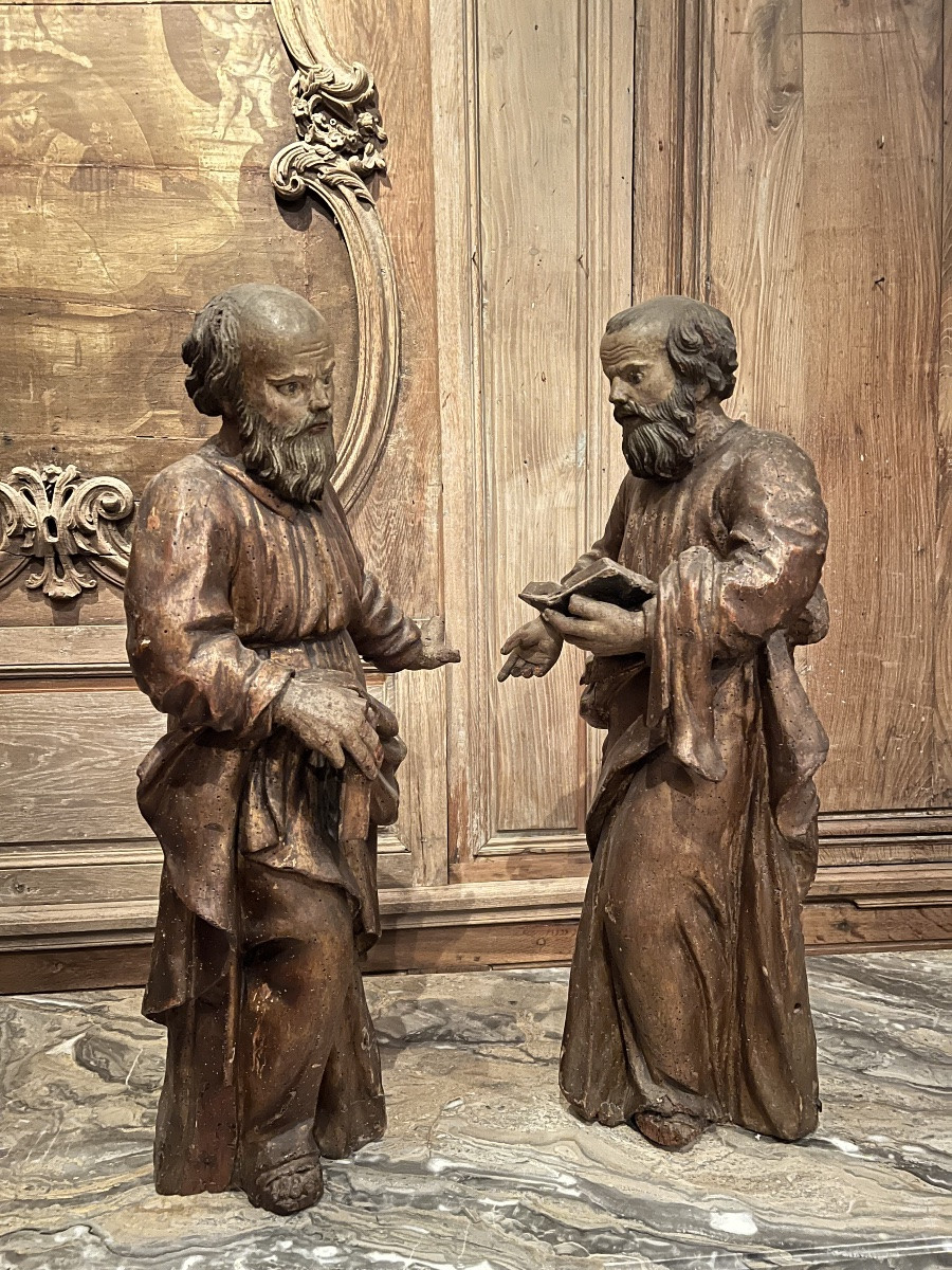 17th-century Sculpture, Polychrome Wood With Glass Eyes-photo-2