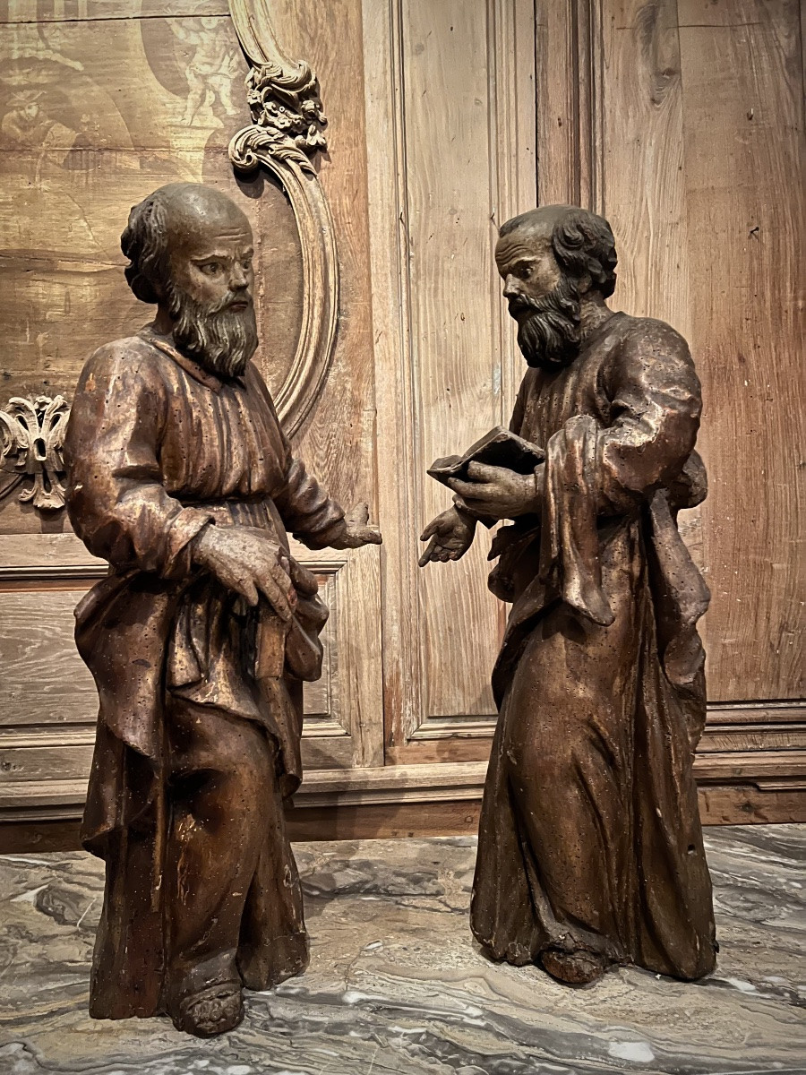 17th-century Sculpture, Polychrome Wood With Glass Eyes-photo-3