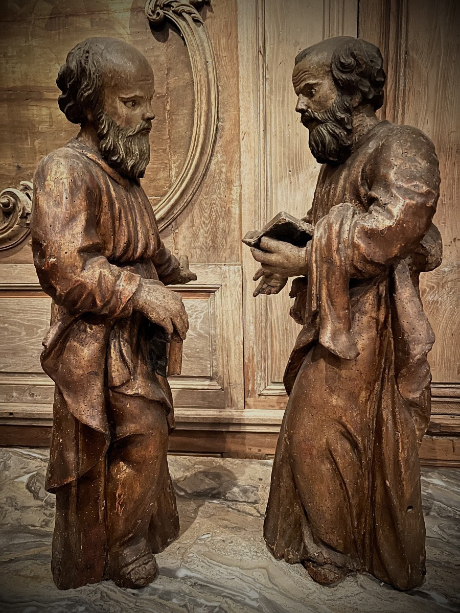 17th-century Sculpture, Polychrome Wood With Glass Eyes-photo-5