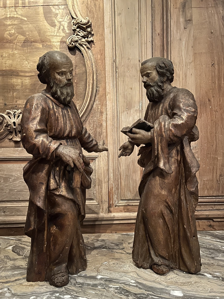 17th-century Sculpture, Polychrome Wood With Glass Eyes-photo-6