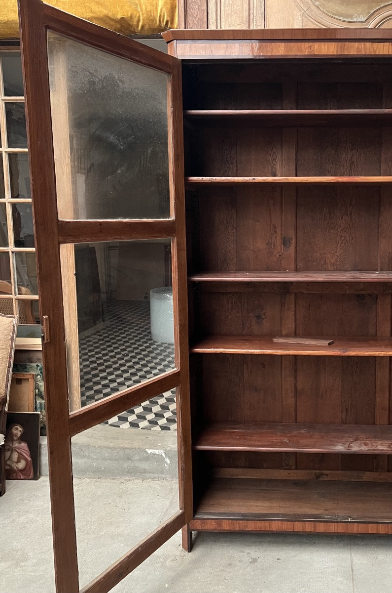 Exceptionnelle Vitrine de Bibliothèque en Marqueterie de Bois de Rose - Époque XVIlle-photo-4