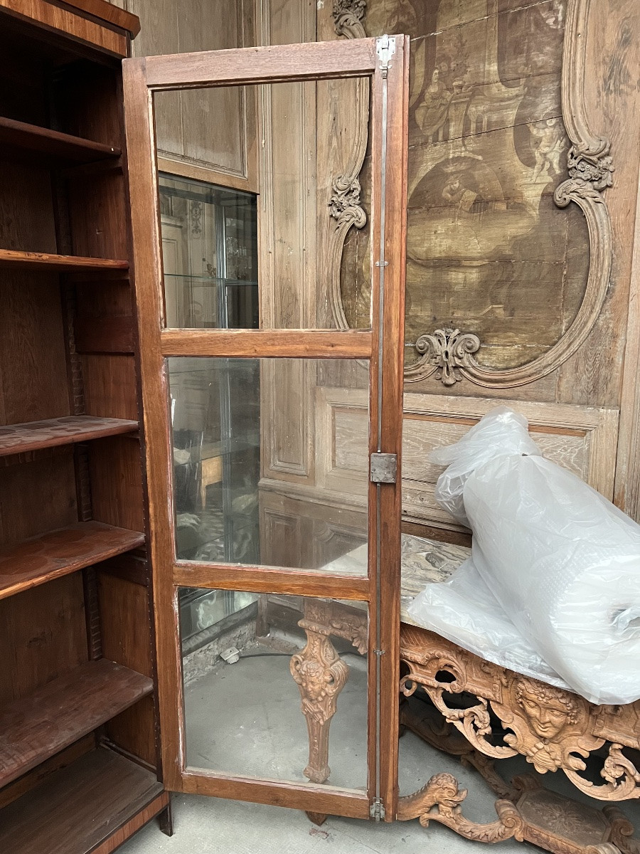 Exceptionnelle Vitrine de Bibliothèque en Marqueterie de Bois de Rose - Époque XVIlle-photo-5