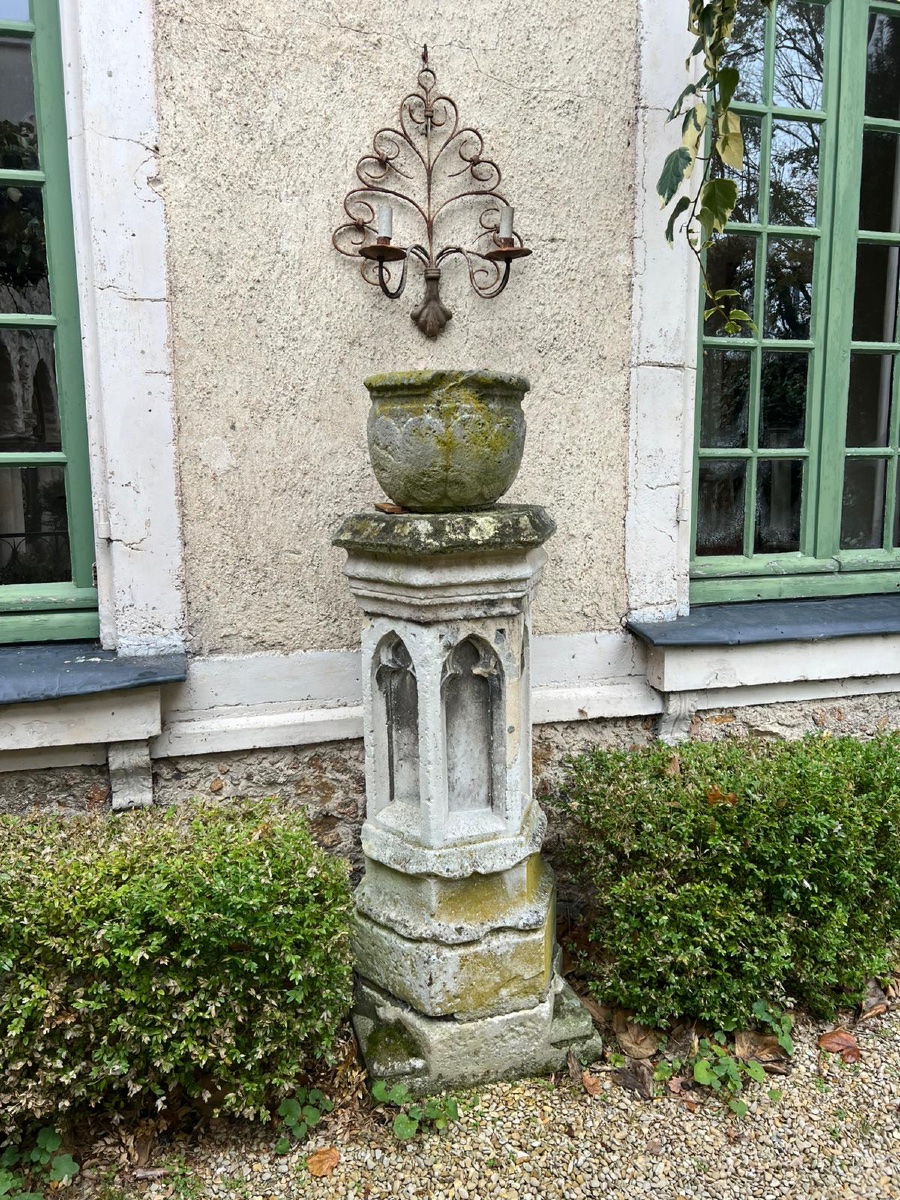 Socle / piédestal en pierre sculptée d’époque XVIIIe siècle-photo-5