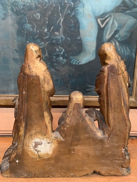 Lamentation du Christ en bois sculpté Du XVeme siècle -photo-2