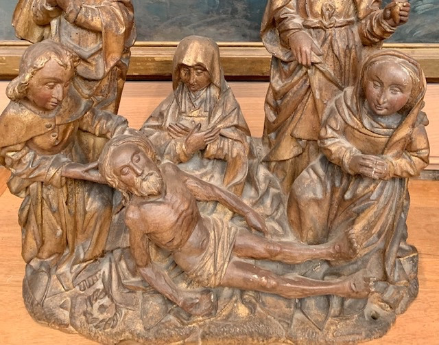 Lamentation du Christ en bois sculpté Du XVeme siècle -photo-3