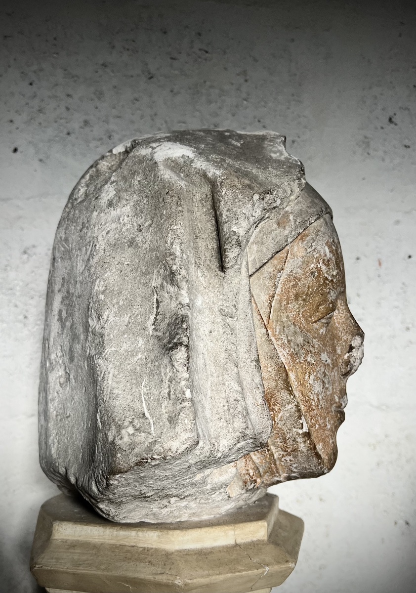 Exceptionnelle tête de religieuse – France, XVe siècle-photo-3