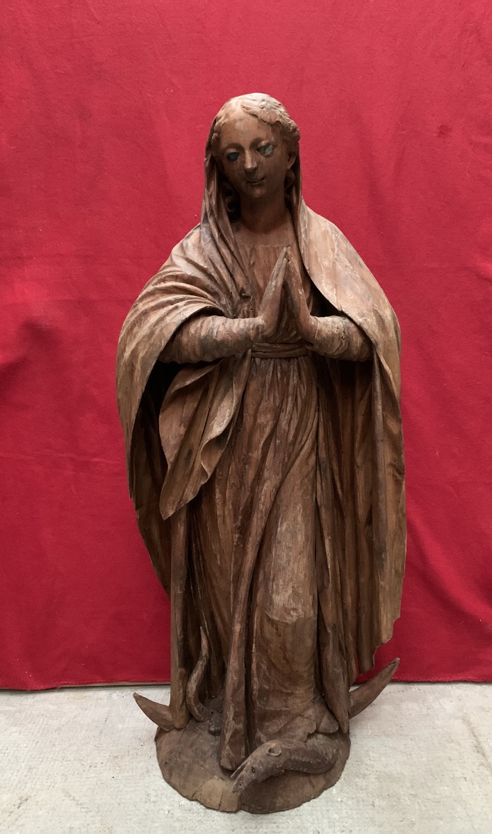 sculpture de la Vierge en bois sculpté – XVIIIe sièc-photo-3